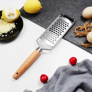 Professional Stainless Steel Handheld Cheese Grater With Wood Handle Zester For Lemon Ginger Chocolate Kitchen Tools
