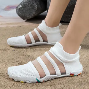 White lightweight mesh water shoes for beach swimming diving and outdoor water sports