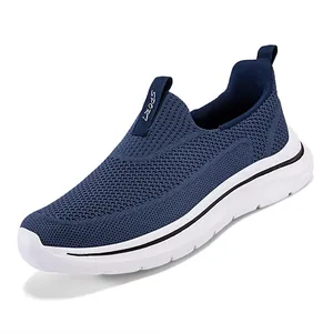 Zapatillas deportivas sin cordones de punto transpirable para mujer con suela blanca