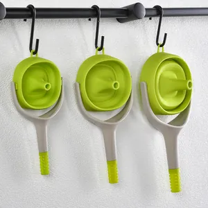 Set of 3 collapsible silicone funnels for kitchen use with ergonomic handheld handles