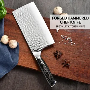 Forged Hammered Kitchen Knife 5Cr15 Stainless Steel Slicing Knife With Pakkawood Handle Professional Chef Knife For Meat Vegetable