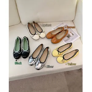 Französischer Stil Damen Ballerinas Elegant Chanel Stil Runde Zehe Schleife Flache Schuhe Weiches PU-Leder Lässige Alltagsschuhe