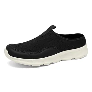 Mocassins en maille légère et respirante pour hommes avec semelle en caoutchouc blanc