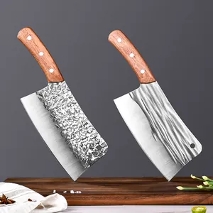 Professional heavy-duty forged bone cleaver set with hammered and wave textures