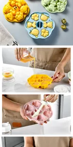 Detailed view of silicone bear mold being used for preparing baby food and pudding