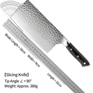 Professional forged hammered 5Cr15 stainless steel kitchen slicing cleaver, 32cm total length