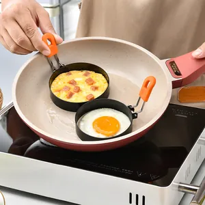 High-quality stainless steel non-stick egg rings with heat-resistant silicone handles