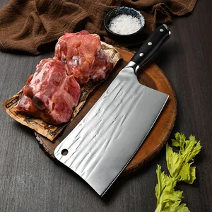 Professional heavy duty high carbon steel meat cleaver and bone chopper for kitchen butchery