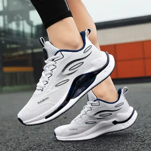Atmungsaktive Fly-knit Laufschuhe Für Damen Herren Leichte Popcorn Sohle Sneakers Sommer Casual Sport Wanderschuhe