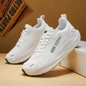 Mens white breathable mesh running shoes lightweight athletic sneakers for gym training