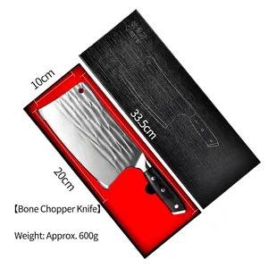 Professional heavy duty high carbon steel bone cleaver with 600g weight in premium gift box