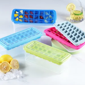 24 Gitter Silikon Eiswürfelform Mit Deckel Und Aufbewahrungsbehälter Lebensmittelqualität Eiswürfelbereiter Form Für Gefrierschrank Babykost Lagerung Küchenhelfer