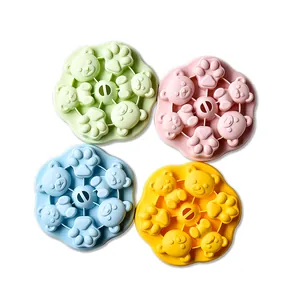 Silicone bear and paw baby food molds in four pastel colors for cakes and jelly.