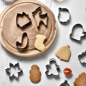 12-piece Christmas stainless steel cookie cutter set featuring reindeer and snowflakes