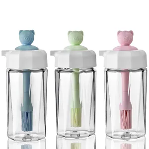 Set of 3 silicone oil bottle brushes with cute pig handles for kitchen and baking