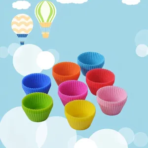 Set of colorful 7cm round silicone muffin cups for baking homemade cupcakes and tarts