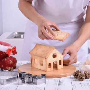 10pcs stainless steel gingerbread house cookie cutter set for festive Christmas baking