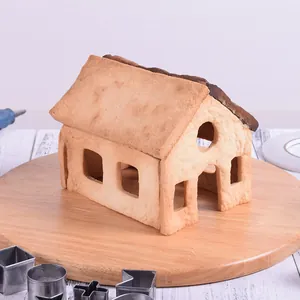10-piece stainless steel gingerbread house cookie cutter set for Christmas baking