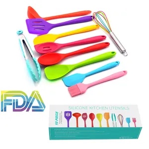 Professional 10-piece colorful silicone kitchen utensils set for non-stick cooking