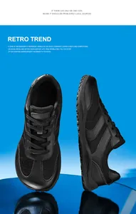 Side and top detailed views of black breathable mesh retro Gat sneakers for casual wear