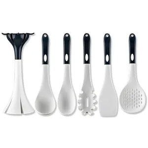 Juego de 6 utensilios de cocina de silicona antiadherente con soporte de almacenamiento colgante