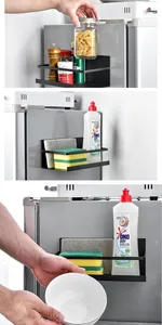 Étagère de rangement magnétique pour frigo avec liquide vaisselle et éponges