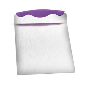 Stainless steel cake transfer lifter with purple handle for kitchen baking needs