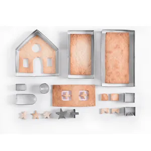 10-piece stainless steel gingerbread house cookie cutter set for Christmas baking