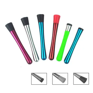 Set of colorful 304 stainless steel cocktail muddlers with textured heads for bars
