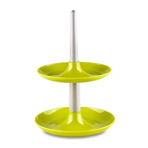 Modern two-tier lime green plastic dessert stand for elegant fruit and cake display