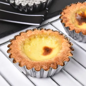 430 stainless steel egg tart molds for DIY baking and reusable cupcake cups