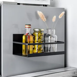 Étagère de Rangement Magnétique pour Côté de Réfrigérateur en Acier au Carbone Sans Perçage Organisateur d'Épices Mural