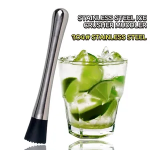 Professional 304 stainless steel cocktail muddler for mashing lime and ice in drinks
