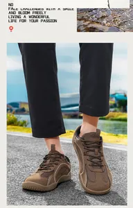 Sneakers da uomo marroni a punta larga con inserti in mesh traspirante all'aperto