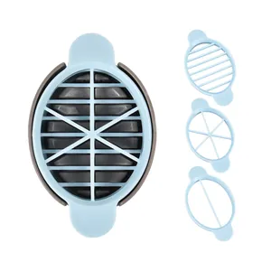 Cortador de huevos 3 en 1 de plástico azul y divisor de cuñas para la cocina