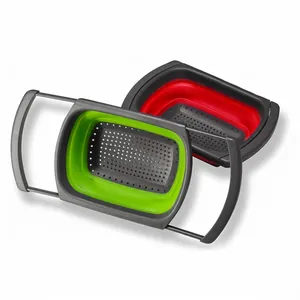 Foldable retractable square fruit and vegetable drain basket for kitchen sink use