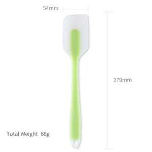 Large translucent silicone spatula scraper with dimensions for baking and cake decorating