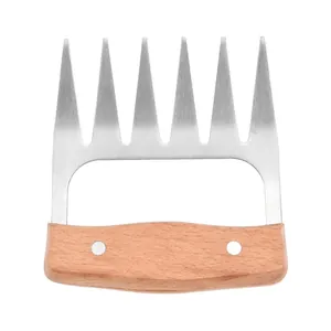 Stainless steel meat shredder claws with wooden handle for BBQ pulled pork shredding tool
