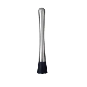 Professional stainless steel cocktail muddler bar tool for crushing ice and lemon slices