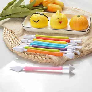 9-piece colorful fondant carving and modeling tool set for DIY cake decorating projects.