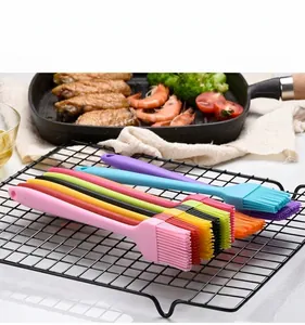 Set of 9 colorful silicone basting brushes for BBQ and pastry