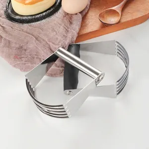 Stainless Steel Manual Dough Blender Professional Pastry Cutter Flour Mixer Hand Baking Tool With Curved Blades For Kitchen