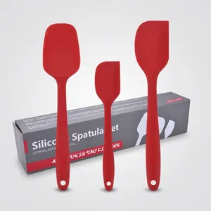 Juego de Espátulas de Silicona 3 Piezas Resistente al Calor Antiadherente Raspador de Repostería Espátula para Mezclar Cocina