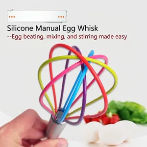 Silicone Manual Whisk With Stainless Steel Handle Colorful Mixing Tool For Kitchen Baking Egg Beater Cream Blender Utensil
