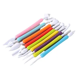 9-piece colorful double-headed fondant cake sculpting and carving tool set for baking