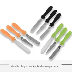 Set professionnel de 3 spatules à gâteau en acier inoxydable pour pâtisserie en couleurs