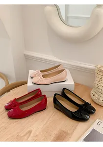 Elegant French style ballet flats with decorative bow and hidden wedge in various colors