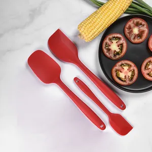 Juego profesional de 3 espátulas de silicona roja para repostería y mezcla de cocina
