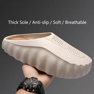 Summer Couples Thick Sole Clogs Breathable Non-Slip Beach Sandals Cloud Feel Hollow Out Slippers For Women Men