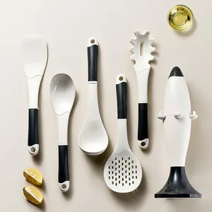 Juego de 6 utensilios de cocina de silicona con soporte de almacenamiento vertical